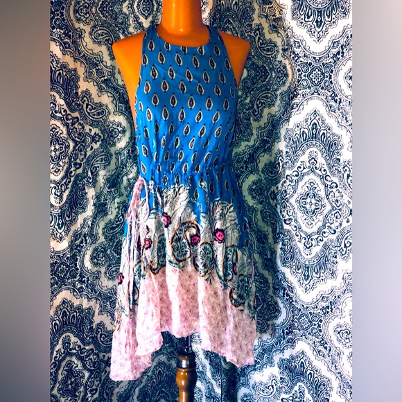 Free People Dresses & Skirts - INTIMATELY•FREE PEOPLE• SIZE-XS•PINK&BLUE•PAISLEY•LIGHTWEIGHT• CUTOUT•MINI DRESS